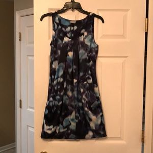 Blue Printed Dress with Pockets